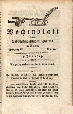 Wochenblatt des Landwirtschaftlichen Vereins in Bayern Dienstag 13. Juli 1813