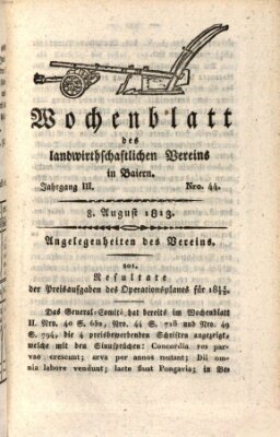 Wochenblatt des Landwirtschaftlichen Vereins in Bayern Sonntag 8. August 1813