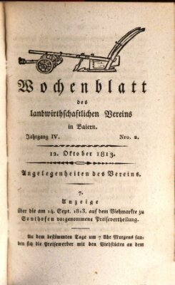 Wochenblatt des Landwirtschaftlichen Vereins in Bayern Dienstag 12. Oktober 1813