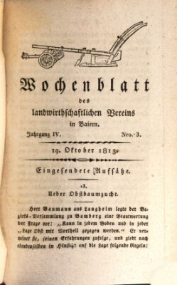 Wochenblatt des Landwirtschaftlichen Vereins in Bayern Dienstag 19. Oktober 1813