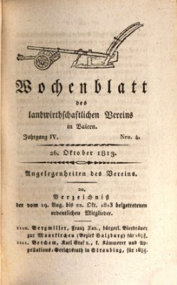 Wochenblatt des Landwirtschaftlichen Vereins in Bayern Dienstag 26. Oktober 1813