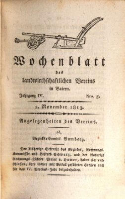 Wochenblatt des Landwirtschaftlichen Vereins in Bayern Dienstag 2. November 1813