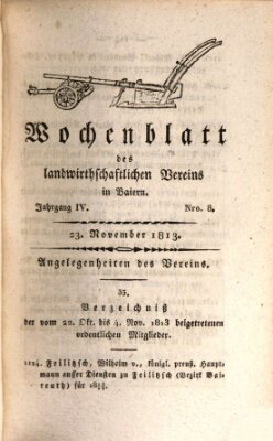 Wochenblatt des Landwirtschaftlichen Vereins in Bayern Dienstag 23. November 1813