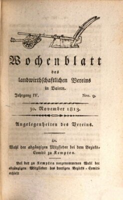 Wochenblatt des Landwirtschaftlichen Vereins in Bayern Dienstag 30. November 1813