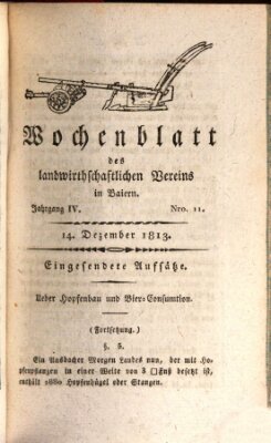 Wochenblatt des Landwirtschaftlichen Vereins in Bayern Dienstag 14. Dezember 1813