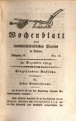 Wochenblatt des Landwirtschaftlichen Vereins in Bayern Dienstag 28. Dezember 1813