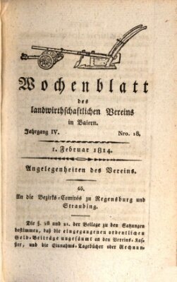 Wochenblatt des Landwirtschaftlichen Vereins in Bayern Dienstag 1. Februar 1814