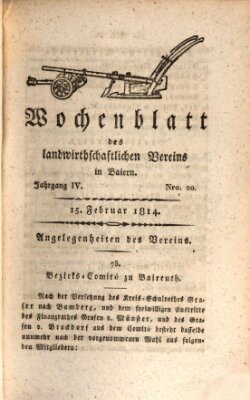 Wochenblatt des Landwirtschaftlichen Vereins in Bayern Dienstag 15. Februar 1814