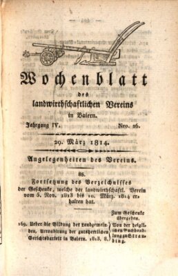 Wochenblatt des Landwirtschaftlichen Vereins in Bayern Dienstag 29. März 1814