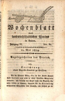 Wochenblatt des Landwirtschaftlichen Vereins in Bayern Dienstag 10. Mai 1814