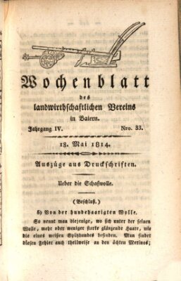 Wochenblatt des Landwirtschaftlichen Vereins in Bayern Mittwoch 18. Mai 1814