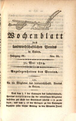 Wochenblatt des Landwirtschaftlichen Vereins in Bayern Dienstag 31. Mai 1814