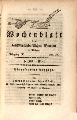 Wochenblatt des Landwirtschaftlichen Vereins in Bayern Dienstag 5. Juli 1814