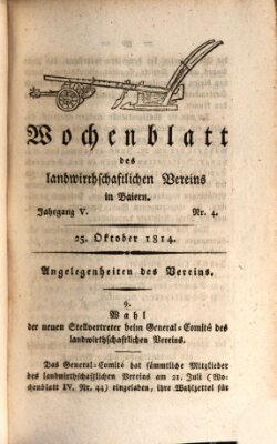 Wochenblatt des Landwirtschaftlichen Vereins in Bayern Dienstag 25. Oktober 1814