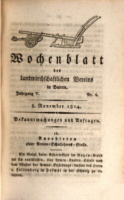 Wochenblatt des Landwirtschaftlichen Vereins in Bayern Dienstag 8. November 1814