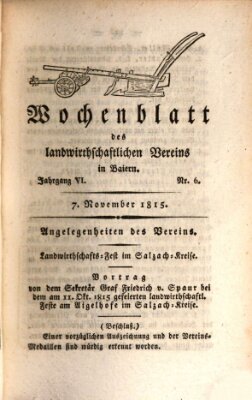 Wochenblatt des Landwirtschaftlichen Vereins in Bayern Dienstag 7. November 1815