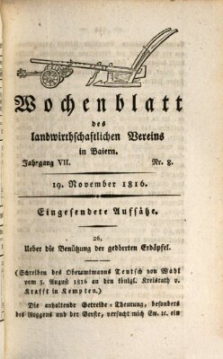 Wochenblatt des Landwirtschaftlichen Vereins in Bayern Dienstag 19. November 1816