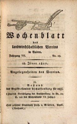 Wochenblatt des Landwirtschaftlichen Vereins in Bayern Dienstag 28. Januar 1817