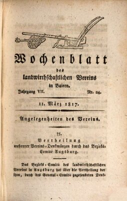 Wochenblatt des Landwirtschaftlichen Vereins in Bayern Dienstag 11. März 1817