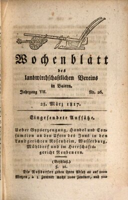 Wochenblatt des Landwirtschaftlichen Vereins in Bayern Dienstag 25. März 1817