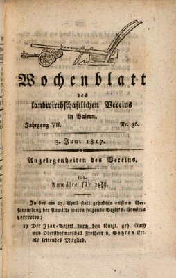 Wochenblatt des Landwirtschaftlichen Vereins in Bayern Dienstag 3. Juni 1817