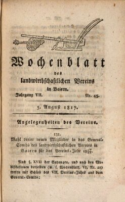 Wochenblatt des Landwirtschaftlichen Vereins in Bayern Dienstag 5. August 1817