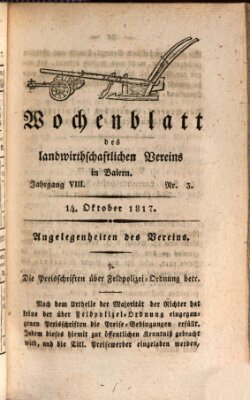 Wochenblatt des Landwirtschaftlichen Vereins in Bayern Dienstag 14. Oktober 1817