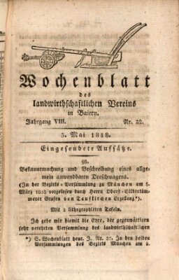 Wochenblatt des Landwirtschaftlichen Vereins in Bayern Dienstag 5. Mai 1818