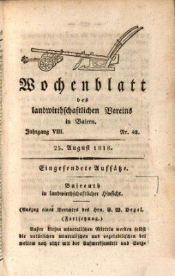 Wochenblatt des Landwirtschaftlichen Vereins in Bayern Dienstag 25. August 1818