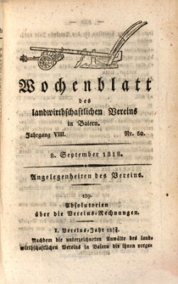 Wochenblatt des Landwirtschaftlichen Vereins in Bayern Dienstag 8. September 1818