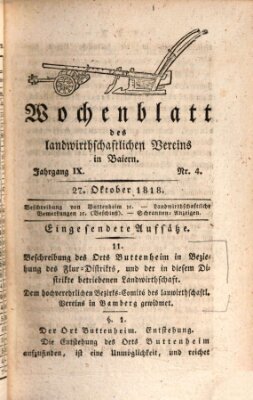 Wochenblatt des Landwirtschaftlichen Vereins in Bayern Dienstag 27. Oktober 1818