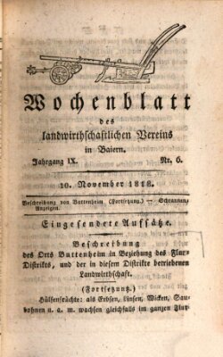 Wochenblatt des Landwirtschaftlichen Vereins in Bayern Dienstag 10. November 1818