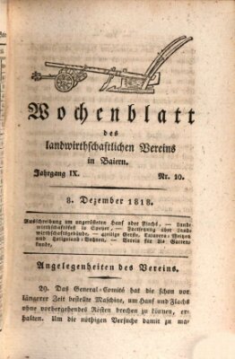 Wochenblatt des Landwirtschaftlichen Vereins in Bayern Dienstag 8. Dezember 1818