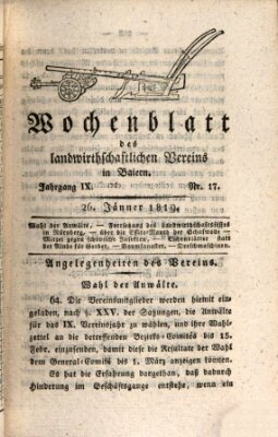 Wochenblatt des Landwirtschaftlichen Vereins in Bayern Dienstag 26. Januar 1819