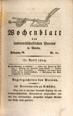 Wochenblatt des Landwirtschaftlichen Vereins in Bayern Dienstag 27. April 1819
