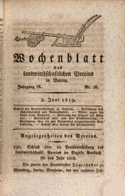 Wochenblatt des Landwirtschaftlichen Vereins in Bayern Dienstag 8. Juni 1819