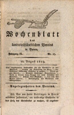 Wochenblatt des Landwirtschaftlichen Vereins in Bayern Dienstag 10. August 1819