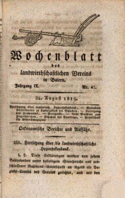 Wochenblatt des Landwirtschaftlichen Vereins in Bayern Dienstag 24. August 1819