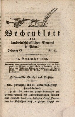 Wochenblatt des Landwirtschaftlichen Vereins in Bayern Dienstag 14. September 1819