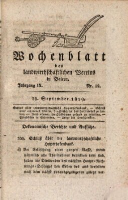 Wochenblatt des Landwirtschaftlichen Vereins in Bayern Dienstag 28. September 1819