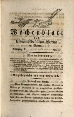 Wochenblatt des Landwirtschaftlichen Vereins in Bayern Dienstag 9. November 1819