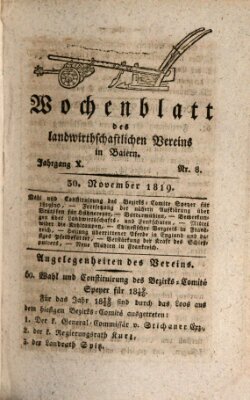 Wochenblatt des Landwirtschaftlichen Vereins in Bayern Dienstag 30. November 1819