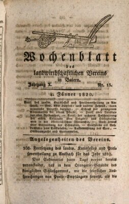 Wochenblatt des Landwirtschaftlichen Vereins in Bayern Dienstag 4. Januar 1820