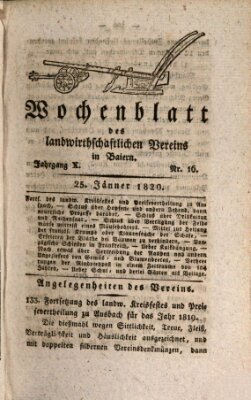 Wochenblatt des Landwirtschaftlichen Vereins in Bayern Dienstag 25. Januar 1820