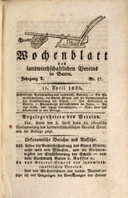 Wochenblatt des Landwirtschaftlichen Vereins in Bayern Dienstag 11. April 1820