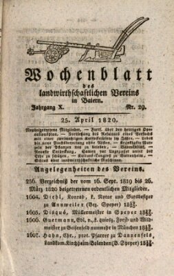 Wochenblatt des Landwirtschaftlichen Vereins in Bayern Dienstag 25. April 1820