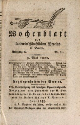 Wochenblatt des Landwirtschaftlichen Vereins in Bayern Dienstag 9. Mai 1820