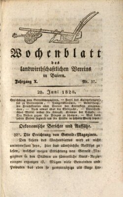 Wochenblatt des Landwirtschaftlichen Vereins in Bayern Dienstag 20. Juni 1820