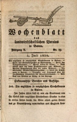 Wochenblatt des Landwirtschaftlichen Vereins in Bayern Dienstag 4. Juli 1820