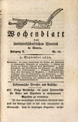 Wochenblatt des Landwirtschaftlichen Vereins in Bayern Montag 4. September 1820